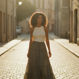 One Brynn Cotton Tiered Maxi Skirt - Dill