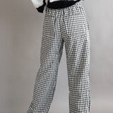 Back view of  gingham cotton fabric on Wanderlust boxer pants