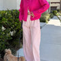 Wanderlust gingham boxer pants in pink with elastic waistband and relaxed fit