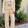 Wanderlust gingham boxer pants in yellow (oatmeal) with elastic waistband and relaxed fit