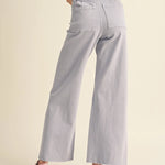 Back view of Wild Honey straight wide leg denim pants in frost lavender