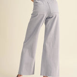 Back view of Wild Honey straight wide leg denim pants in frost lavender