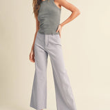Wild Honey straight wide leg denim pants in frost lavender with high-rise fit