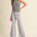 Wild Honey straight wide leg denim pants in frost lavender with high-rise fit