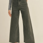 Front view of Wild Honey straight wide leg denim pants in washed black